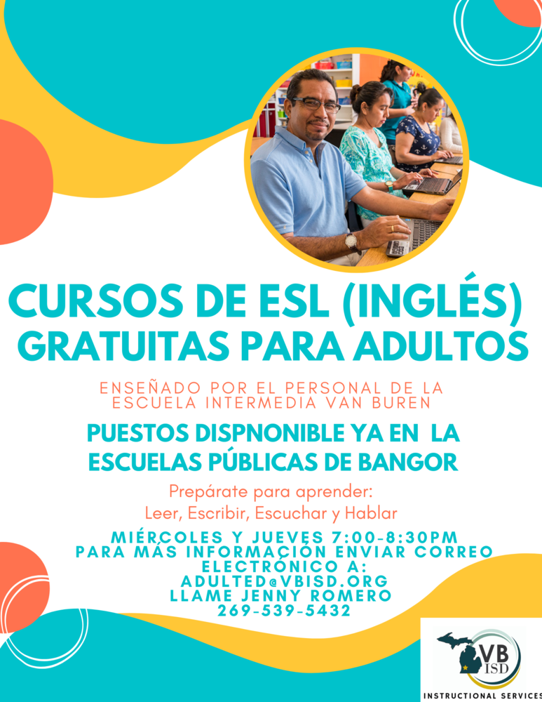 Adult ESL Classes Flyer @ Bangor Public Schools