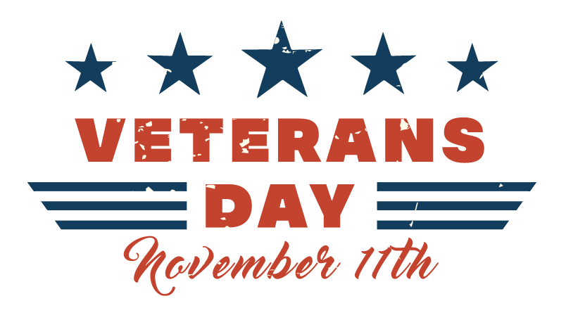 Veterans Day November 11th with stars and stripes
